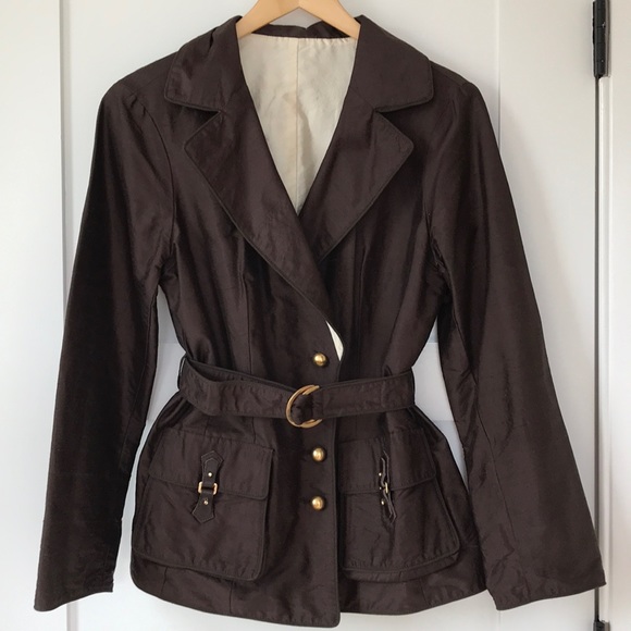 Cheby Silk Reversible Jacket Cream Brown Italian - Picture 1 of 8